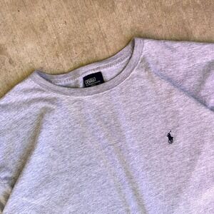90s Polo Ralph Lauren T-Shirt Size Large Grey Vintage Pony Logo Cotton Tee